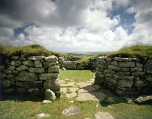 Village Prints: Chysauster Ancient Village Print - Courtyard House Entrance