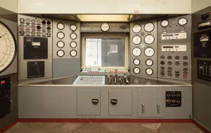 Prints of Hucknall Airfield, Wing Test Hangar, Watnall Road, Hucknall, Ashfield, Nottinghamshire Control Rooms - Technology and Industrial Interiors: Control Panel Print DP236831, Hucknall Airfield Interior