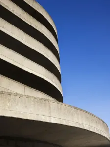 Prints of Carlton Car Park, Carfax Street, Swindon, Wiltshire. Detail of the car ramp in 2011. Demolished 2015 Brutalist Architecture Prints: Print of Carlton Car Park, Swindon DP136444: 2011 detail of the car ramp
