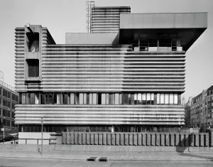 Prints of New Street Signal Box, Birmingham. South east elevation from south east. Photographed in August 1995 Brutalist Architecture Prints: New Street Signal Box Print, South East Elevation