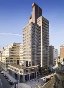 Prints of Nat West Tower, 103 Colmore Row, Birmingham, West Midlands. General view of the former National Westminster House. Brutalist architecture designed by John Madin Brutalist Architecture Prints: Nat West Tower Print, Birmingham