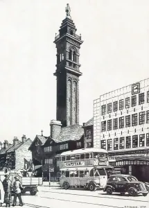 Print of St Saviour Church Tower, Lewisham