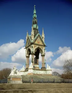 Prints of THE ALBERT MEMORIAL, City of Westminster, London. View from the South West, pre-restoration Victorian Architecture Prints: Print of the Albert Memorial, City of Westminster, London