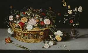 Brueghel - Still Life with basket & vase of flowers K980338 Brueghel - Still Life with basket & vase of flowers K980338