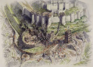 Heritage/reconstructing past castles illustrations/dover castle siege j020153 Heritage/reconstructing past castles illustrations/dover castle siege j020153