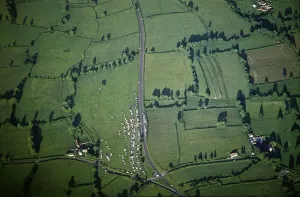 Prints of Worthy Farm, Somerset, 1971. Car park for the Glastonbury Fair of 1971, the second year a festival had been held at Worthy Farm. The first festival in 1970 was called The Pilton Festival Music Prints: Worthy Farm Car Park Print, 1971