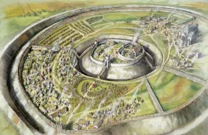 Old Sarum Print: Aerial View Reconstruction