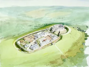 Restormel Castle Print: 14th-Century Motte and Bailey Reconstruction