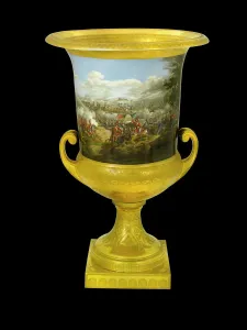 Print of the Battle of Vitoria from a large Prussian Service urn