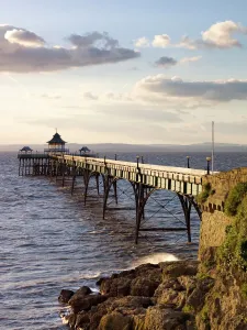 Prints of CLEVEDON PIER, North Somerset. General view of the pier from the shore Victorian Architecture Prints: Clevedon Pier Print: General View from the Shore