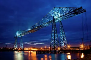 Bridges – River Crossings and Engineering Structures: Print of the Tees Transporter Bridge at night