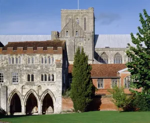 Hampshire Prints: Print of The Deanery and Winchester Cathedral in Hampshire