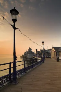 Victoriana Prints: Eastbourne Pier Print: Sunset Boardwalk Scene