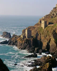 Botallack Mine Print: Cliffside View of Mine Buildings