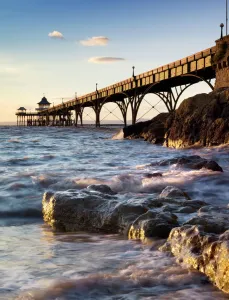 Explore England - Iconic Landmarks and Places to Visit: Clevedon Pier Print: General View from the Beach