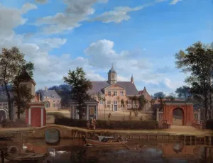 Prints of APSLEY HOUSE, London. The Chateau of Goudestein, on the River Vecht, near Maarsen c. 1674 by Jan Van Der HEYDEN (1637-1712). WM 1501-1948 Museum Prints: Jan van der Heyden's Print of Goudestein Chateau
