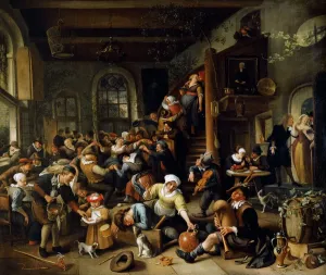 Prints of APSLEY HOUSE, London. The Egg Dance: Peasants Merrymaking in an Inn by Jan STEEN (1625/6-79) Museum Prints: Jan Steen's The Egg Dance Print