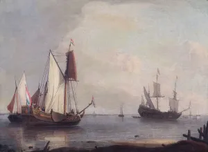 Prints of APSLEY HOUSE, London. Dutch Shipping in a River by Abraham STORCK (1644-1704). WM 1642-1948. Provisionally Spanish Royal Collection. Captured at Vitoria 1813 Museum Prints: Print of Storck's Dutch Shipping in a River