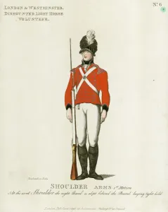 Prints of MAYSON BEETON COLLECTION. Loyal Volunteers of London 1798. A volume showing the uniforms of the London militias. This plate shows the uniform of the London and Westminster Dismounted Light Horse Georgian Life Prints: 1798 Print of London and Westminster Dismounted Light Horse Uniform