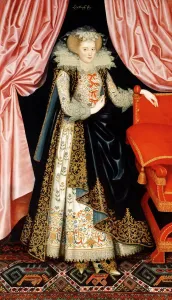 Prints of KENWOOD HOUSE, SUFFOLK COLLECTION, London. Lady Dorothy Cary c1615 by William Larkin (died 1619) Museum Prints: Print of Lady Dorothy Cary in a three-quarter view, oil on panel