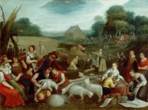 Prints of BRODSWORTH HALL, South Yorkshire. Summer by circle of Louis De Caullery (active 1590-1620). Season South Yorkshire Prints: Summer Print: Brodsworth Hall, South Yorkshire