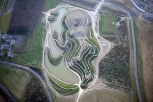 Sculpture Prints: Northumberlandia Print, a reclining female figure sculpture in Cramlington
