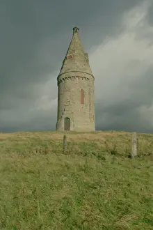 Prints of Atmospheric shot of the circular tower at Ashton Under Lyne. IoE 212656 Monuments And Memorial Prints: Hartshead Pike Tower Print - Atmospheric View of Circular Structure