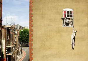 Banksy Print: Stencil Graffiti on Park Street Building