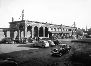 Prints of Cambridge Station, Station Road, Cambridge. The Italianate entrance front photographed in the 1950s Railway Prints: Cambridge Station Print, Italianate Entrance