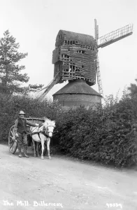 Prints of BILLERICAY WINDMILL, Essex. Today Billericay is on the outskirts of Greater London, but at the turn of the century, when this picture was probably taken, the area was still rural Greater London Prints: Billericay Windmill Print, a post-type mill in Essex