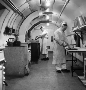 Dover Castle wartime tunnels 1945 Print: underground hospital kitchen