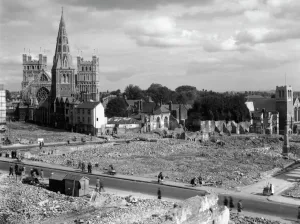 Exeter Cathedral Print, 1942 Bomb Damage