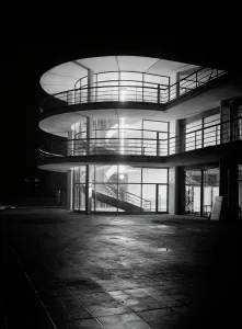 Prints of DE LA WARR PAVILION, Bexhill on Sea, East Sussex. The Pavilion at night with interior lighting. Photographed by Herbert Felton in 1935 shortly after completion East Sussex Prints: De La Warr Pavilion Nighttime Print