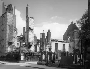Prints of No 1 Dixas Field, Exeter, Devon, 1942. Bomb damage photographed by Margaret Tomlinson (1905-'77) for the National Buildings Record. Silver gelatin glass plate negative Historic Images 1920s To 1940s Prints: Print of No 1 Dixs Field, Exeter