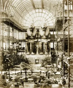 Print of Crystal Palace interior, featuring Rameses II figures