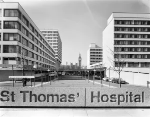 Prints of ST THOMAS HOSPITAL, LAMBETH PALACE ROAD, LAMBETH, GREATER LONDON Industry and Agriculture in England - Factories, Farming and Production: Print of St Thomas Hospital, Lambeth Palace Road