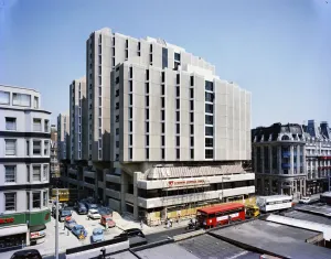 Prints of Central London YMCA, Great Russell Street, Camden, Greater London Engineering And Construction Prints: Central London YMCA Print: Elevated View of a Residential Complex