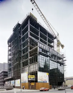 Prints of Green Park House, Poplar Walk, Croydon, Greater London. The Prudential offices at Green Park House during its construction, seen from the north east Engineering And Construction Prints: Green Park House Print: Prudential Offices during Construction