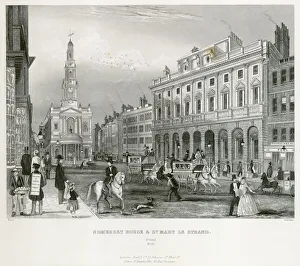 Mid-19th century engraving of the Strand, London N110043 Mid-19th century engraving of the Strand, London N110043