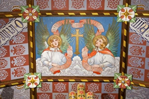 Painted ceiling, St Nicholas Chapel, Carisbrooke Castle N080371 Painted ceiling, St Nicholas Chapel, Carisbrooke Castle N080371