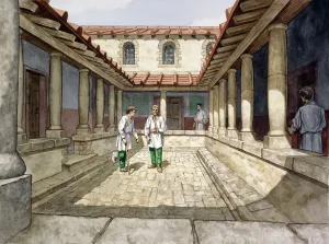 Print of Housesteads Roman Fort Reconstruction Drawing