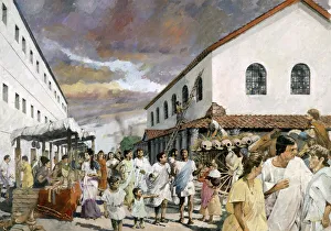 Heritage/reconstructing past romans illustrations/roman street scene j970017 Heritage/reconstructing past romans illustrations/roman street scene j970017