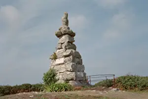 Smith Monument Print: Rough granite obelisk on the Isles of Scilly