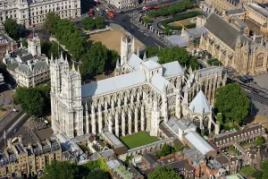 Prints of WESTMINSTER ABBEY, London. Aerial view Historic Landmark Prints: Westminster Abbey Aerial View Print