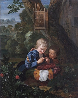 Van Der Neer - Boys with a Trapped Bird N070551 Van Der Neer - Boys with a Trapped Bird N070551