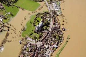 Prints of Tewkesbury Abbey surrounded by floodwater from the River Avon, Tewkesbury, Gloucestershire, 2018 Avon Prints: Tewkesbury Abbey Flood Print 2018