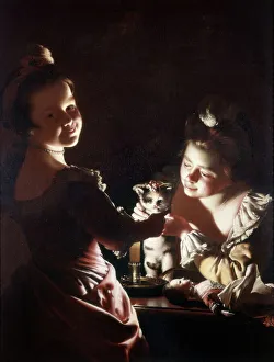 Fine art/kenwood house paintings/wright dressing kitten j960062 Fine art/kenwood house paintings/wright dressing kitten j960062