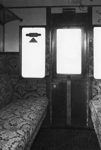 British Railway History Prints: Interior of a First Class compartment of a Brake Composite Coach, No. 7389