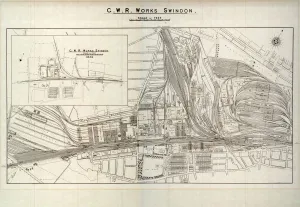Swindon Works Map Print, c.1940s: Detailed Lithograph of GWR Facilities