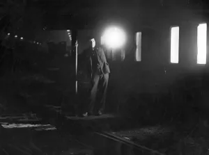 Shunter in wartime blackout print, c. 1940